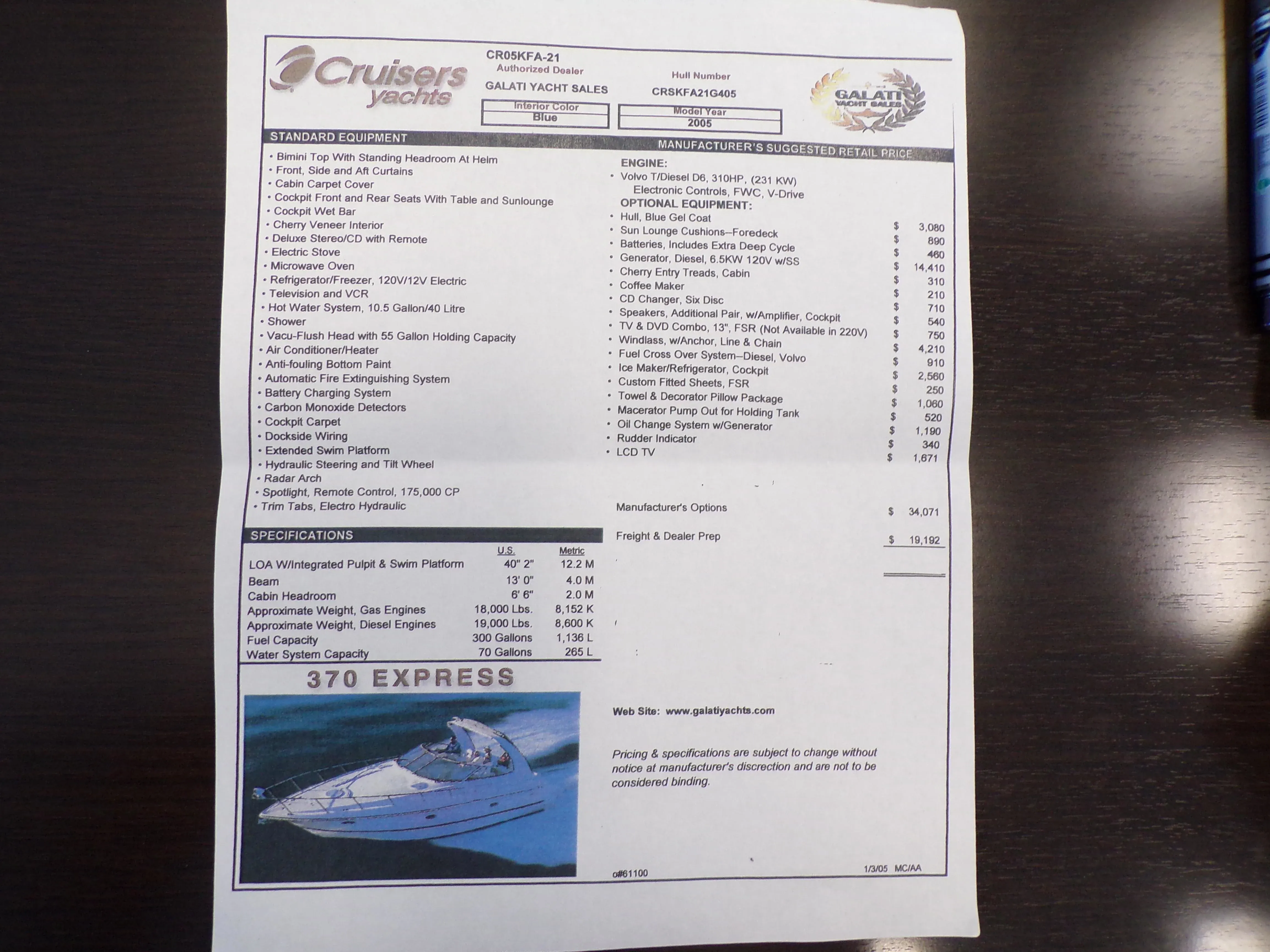 2005 Cruisers Yachts 370 EXPRESS Image Thumbnail #81