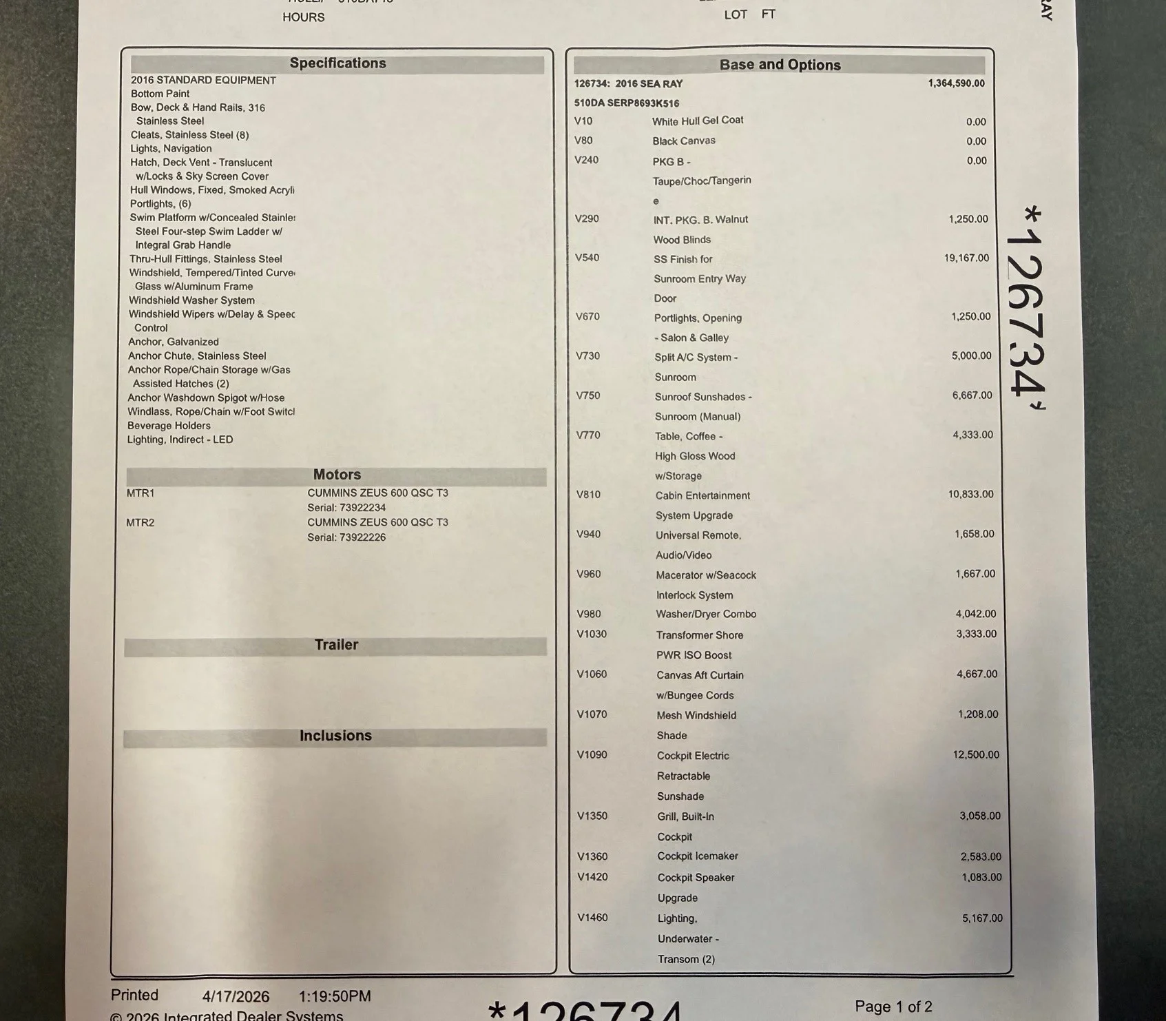 2016 Sea Ray 510 SUNDANCER Image Thumbnail #67